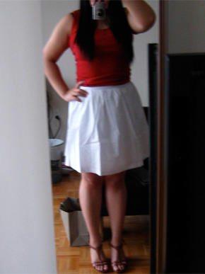 Lands' End Canvas Poplin Skirt - White, Modeled Lands' End Canvas Poplin Skirt - White, Modeled