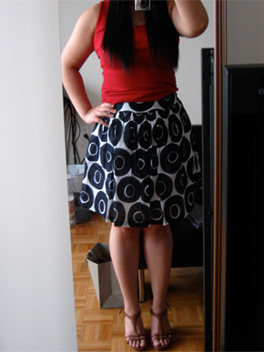 Lands End Canvas Poplin Skirt - True Navy Circles