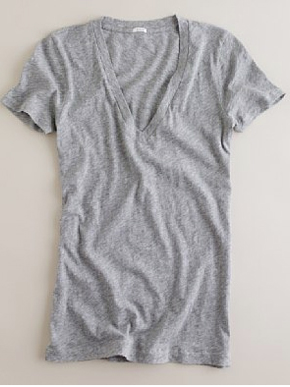 J.Crew Vintage Slub V-Neck Cotton Tee - Heather Grey