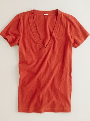 J.Crew Vintage Slub V-Neck Cotton Tee - Moroccan Spice