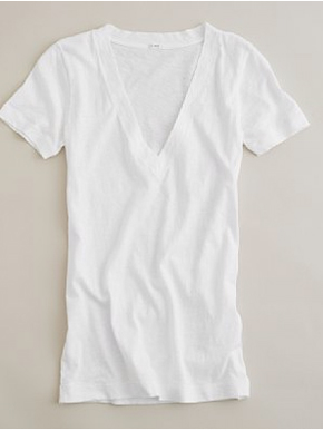 J.Crew Vintage Slub V-Neck Cotton Tee - White