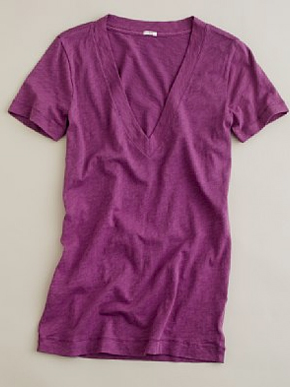 J.Crew Vintage Slub V-Neck Cotton Tee - Wild Plum