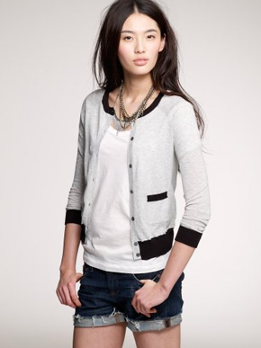 J.Crew Cotton Tipped Pocket Cardigan