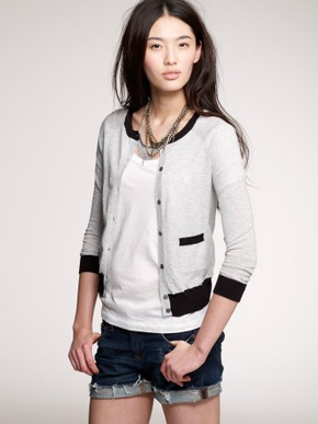 J.Crew Featherweight Cotton Tipped Pocket Cardigan
