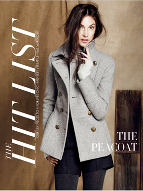 J.Crew Stadium-Cloth Peacoat with Gold Buttons
