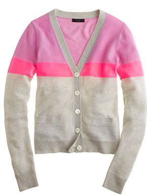 J.Crew Collection Cashmere V-Neck Cardigan in Colorblock